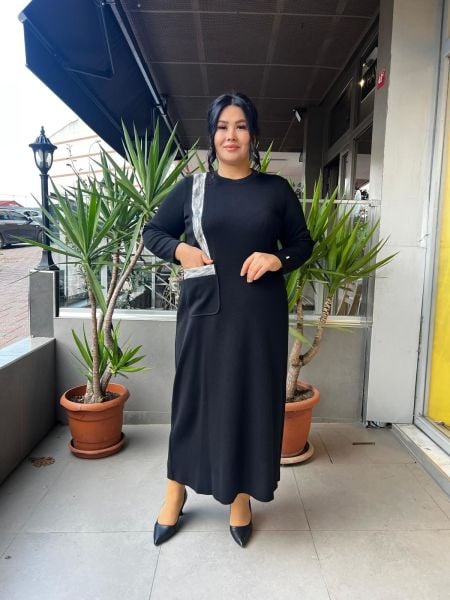 MissDalida Cebi ve Önü Keçe Detaylı Elbise T25K-4011-BB