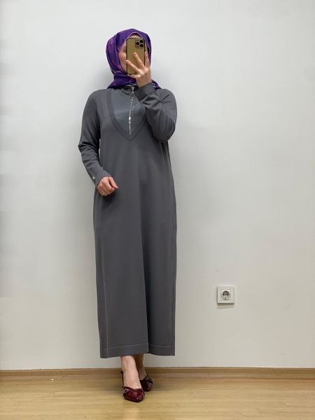 MissDalida Fermuar Yaka Triko Elbise 25Y-0010