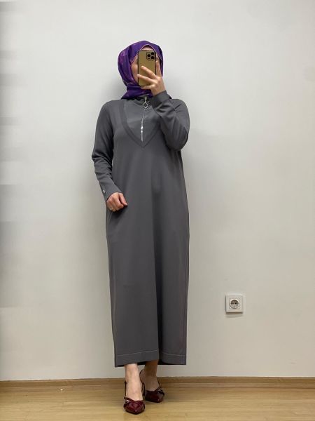 MissDalida Fermuar Yaka Triko Elbise 25Y-0010