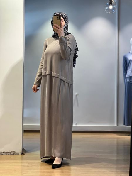 MissDalida Asimetrik Kesim Cupro Triko Elbise 25Y-4001