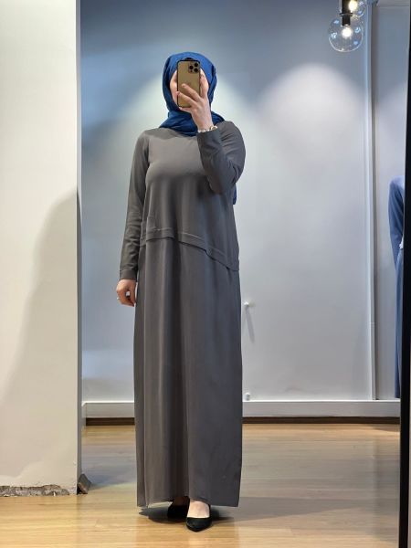 MissDalida Asimetrik Kesim Cupro Triko Elbise 25Y-4001