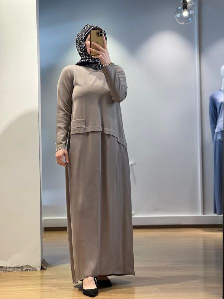 MissDalida Asimetrik Kesim Cupro Triko Elbise 25Y-4001