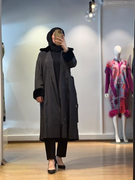 MissDalida Kürklü Triko Astarlı Trençkot T25K-8005
