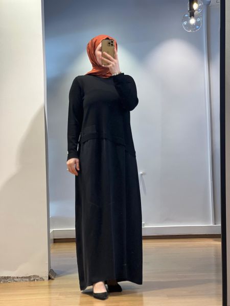 MissDalida Asimetrik Kesim Cupro Triko Elbise 25Y-4001-BB