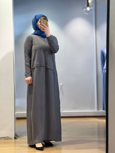 MissDalida Asimetrik Kesim Cupro Triko Elbise 25Y-4001-BB