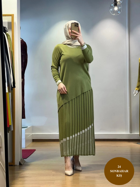 MissDalida Asimetrik Desenli Pilise Etek T24K-2001