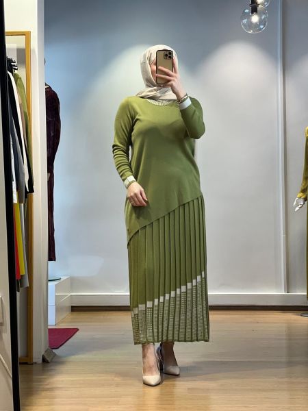 MissDalida Asimetrik Desenli Pilise Etek T24K-2001