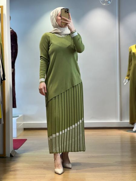 MissDalida Asimetrik Desenli Pilise Etek T24K-2001