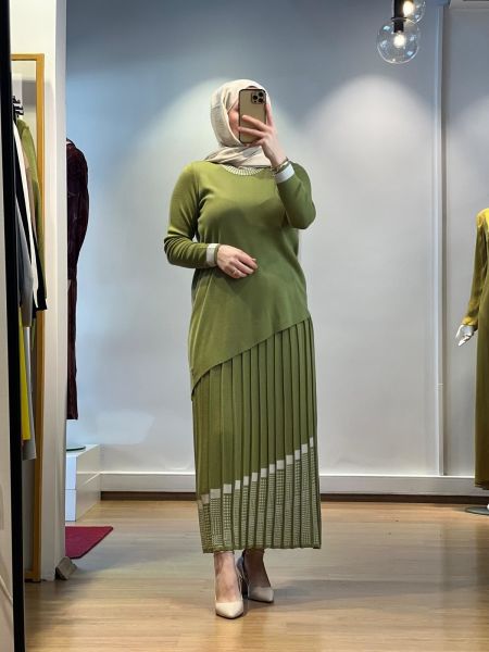 MissDalida Asimetrik Desenli Pilise Etek T24K-2001