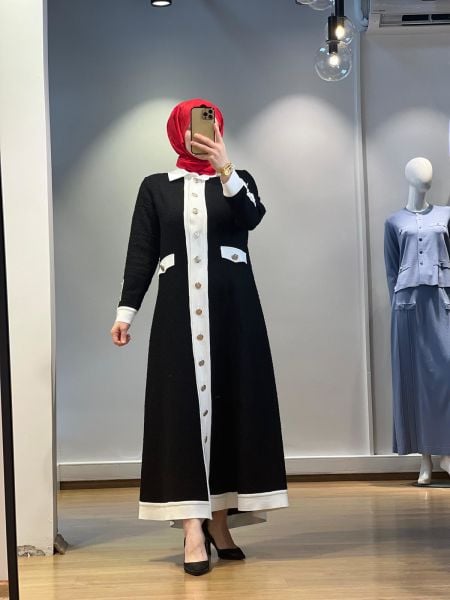 MissDalida Tüvit Kumaş Uzun Ceket 25Y-4057