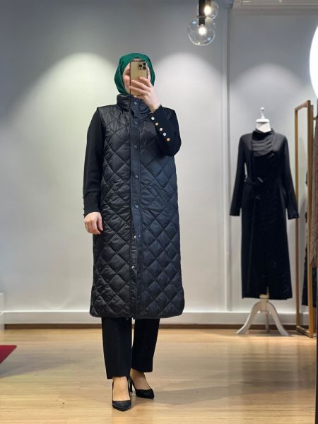 NiQozza Niu Kapitone Uzun Yelek QZ23FW11QZ12071