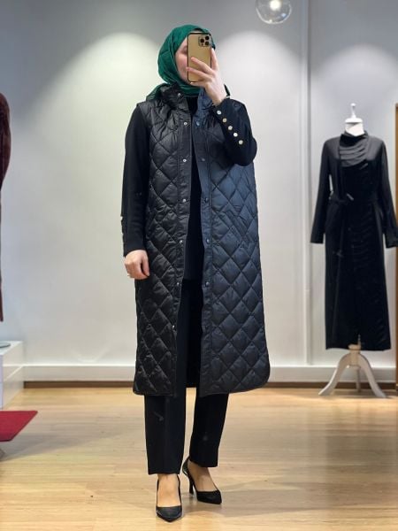 NiQozza Niu Kapitone Uzun Yelek QZ23FW11QZ12071