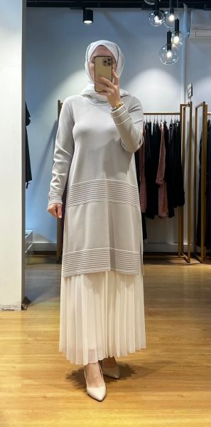 MissDalida Bekletme ve Çizgi Detay. Triko Tunik T24Y-6023