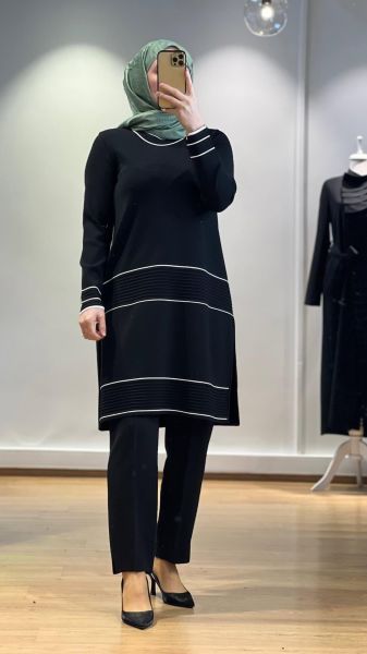 MissDalida Bekletme ve Çizgi Detay. Triko Tunik T24Y-6023