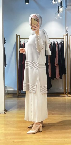 MissDalida Bekletme ve Çizgi Detay. Triko Tunik T24Y-6023