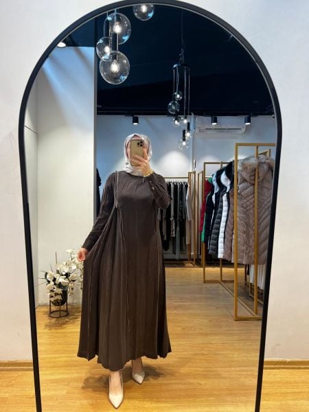 MissWhence Fermuar Detaylı Cupro Elbise 25Y-37830