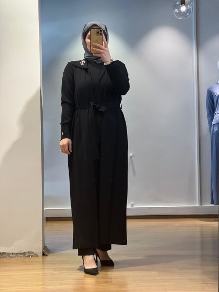 MissDalida Gömlek Yaka Broş Detaylı Triko Hırka 25Y-9005