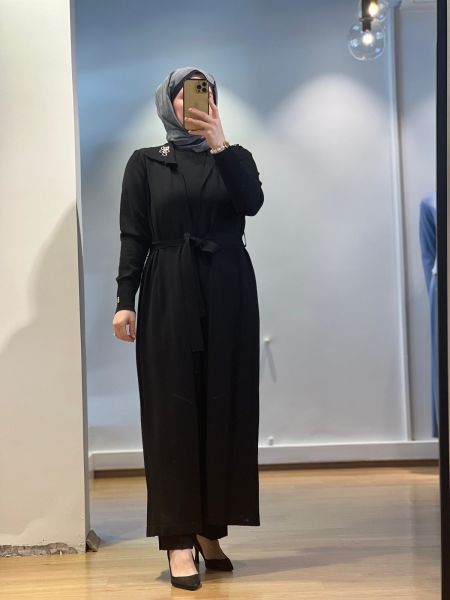 MissDalida Gömlek Yaka Broş Detaylı Triko Hırka 25Y-9005