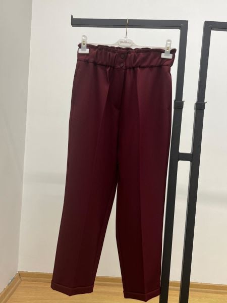 Sentez Beli Lastikli İnce Duble Paça Pantolon SZ-5514