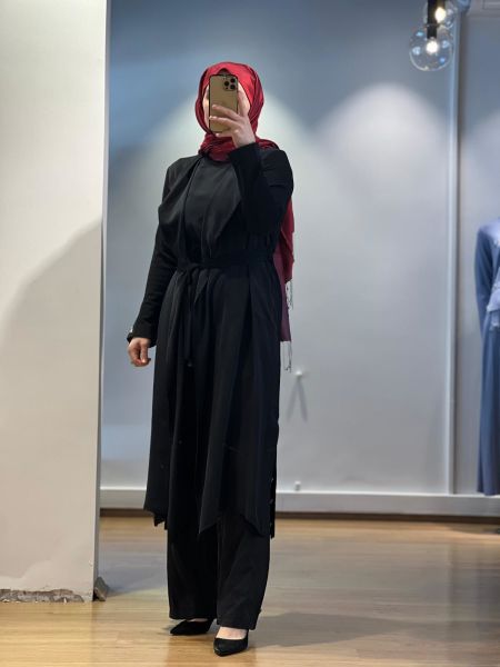 MissDalida Şal Yaka Cupro Triko Tunik TK Hırka 25Y-0006-BB