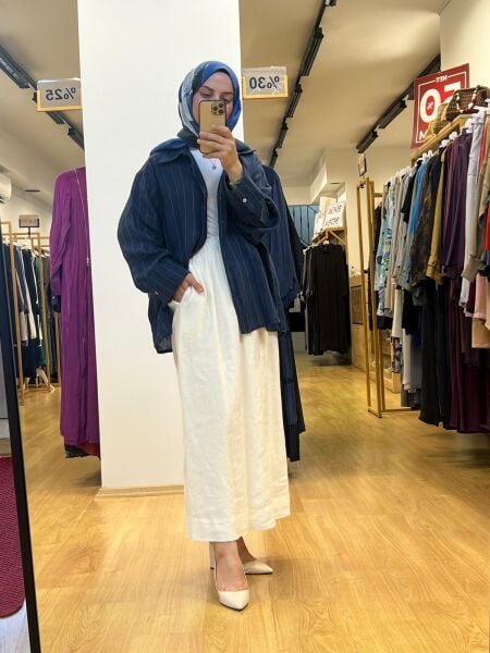 QooQ Çizgili Keten Gömlek 25SS281