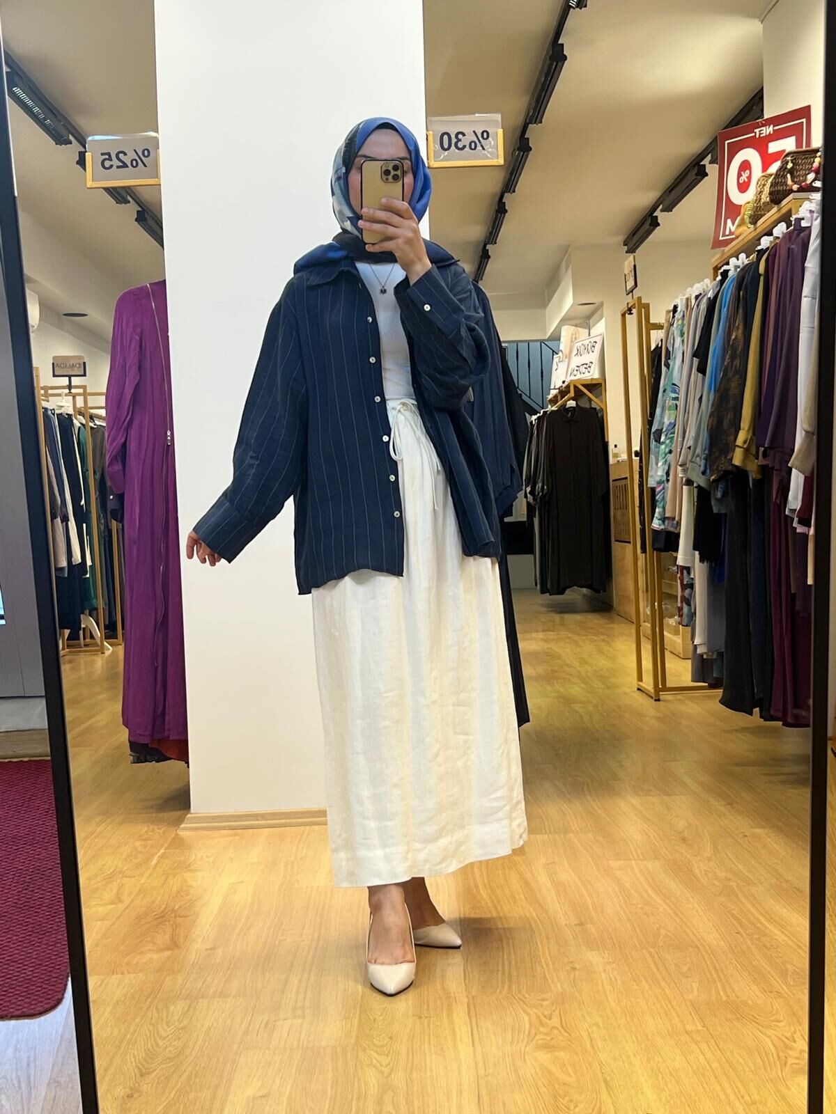 QooQ Çizgili Keten Gömlek 25SS281