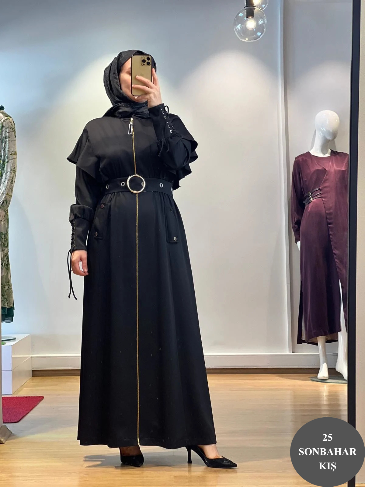 Jamıla Sarah Omuz. Volanlı Fer. Kuşgözlü Tokalı Trençkot FW25-4009