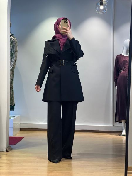 Jamıla Sarah Önü Kapitoneli Tokalı Ceket Pant. Takım FW25-9013