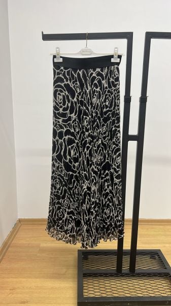Sentez Gül Desen Kırıştırma Şifon Etek SZ-5433