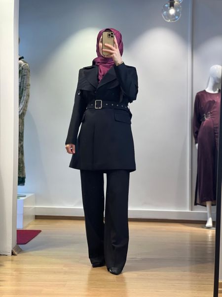 Jamıla Sarah Önü Kapitoneli Tokalı Ceket Pant. Takım FW25-9013