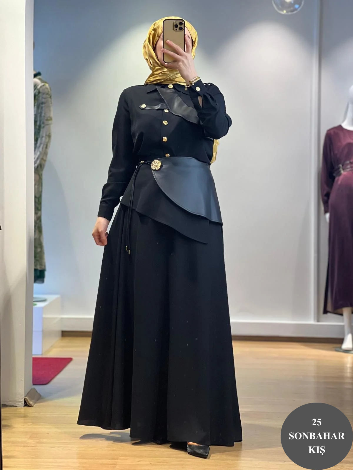 Jamıla Sarah Aller Paçalı Deri Garnirli Bluz Etek Takım FW25-9005