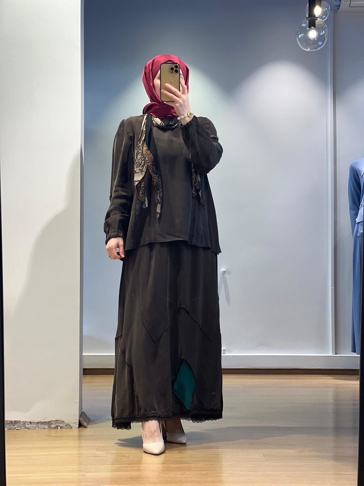 MissWhence Patchwork Cupro Etekli Takım 37003-BB