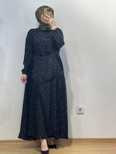 MissWhence Desenli Viscon %100 Elbise 37813-BB