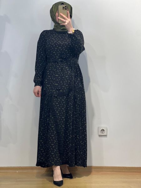 MissWhence Desenli Viscon %100 Elbise 37813-BB