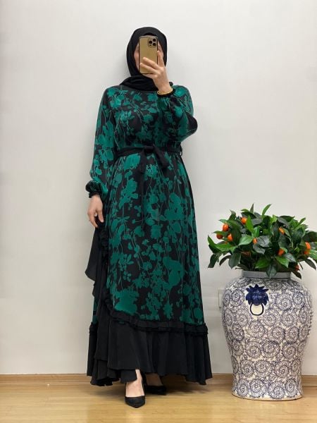 MissWhence Desenli Cupro Elbise 37832