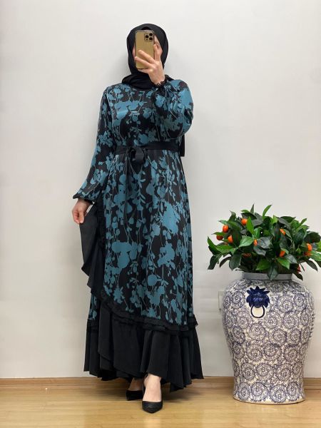 MissWhence Desenli Cupro Elbise 25Y-37832