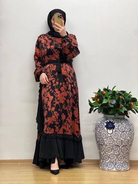 MissWhence Desenli Cupro Elbise 37832