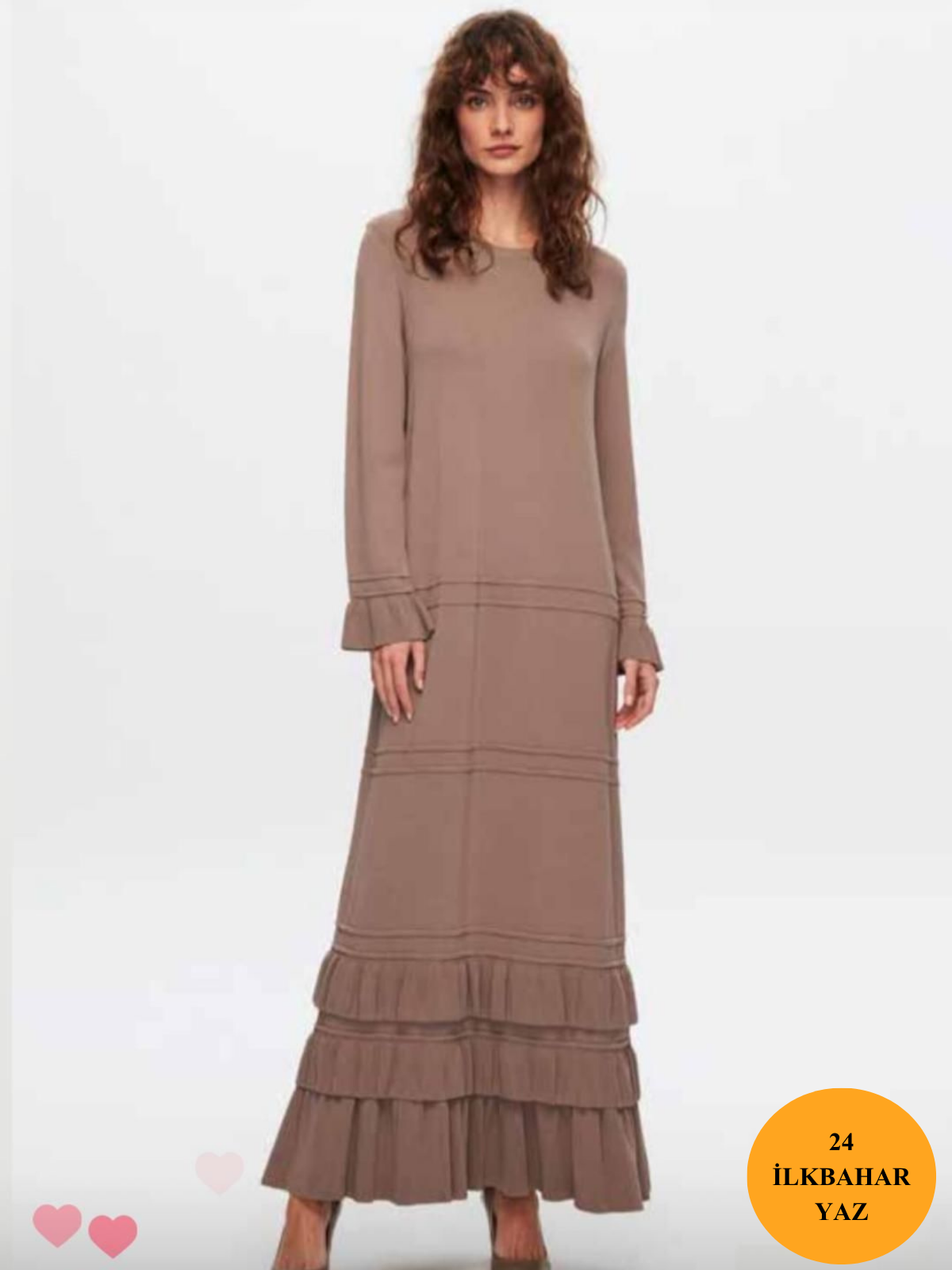 MissDalida Etek Ucu ve Bileği Fırfırlı Triko Elbise T24Y-4000