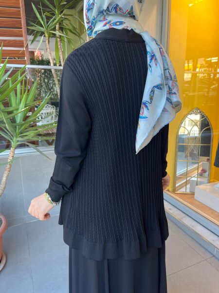 MissDalida Arkası Örgü Motifli Hırka Takım T25PF-0002