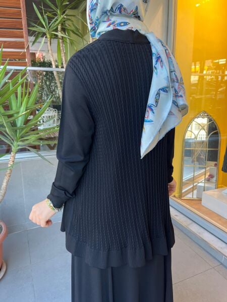 MissDalida Arkası Örgü Motifli Hırka Takım T25PF-0002