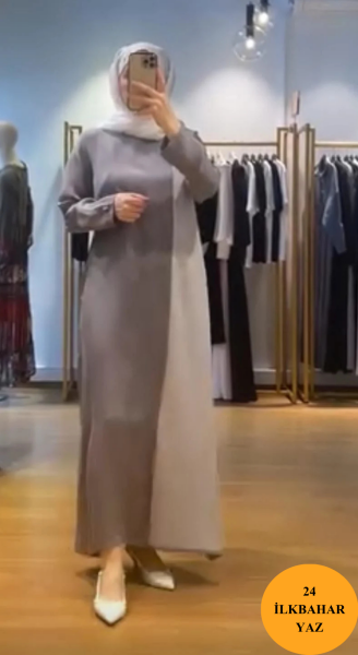 MissDalida Yandan Triko Detaylı Cupra Elbise T24Y-4043