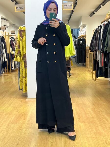 MissDalida Kruvaze Düğmeli Uzun Hırka T25PF-9000