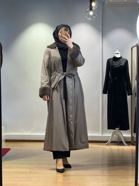 MissDalida Kürklü Triko Astarlı Trençkot T25K-8041