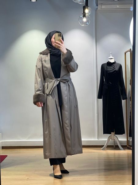 MissDalida Kürklü Triko Astarlı Trençkot T25K-8041