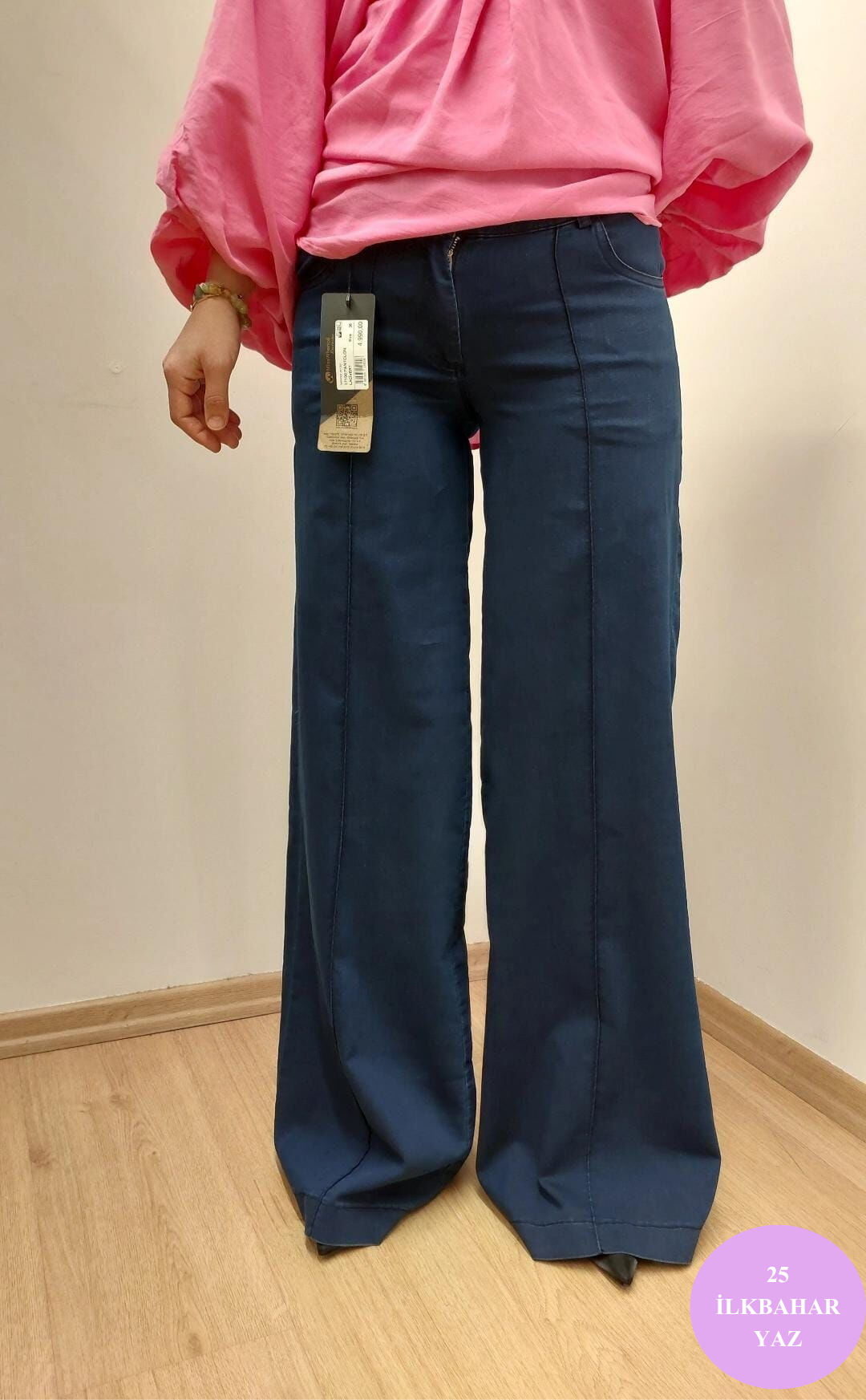 MissWhence Bol Paça Önü Dikişli Kot Pantolon 25Y-37100-D