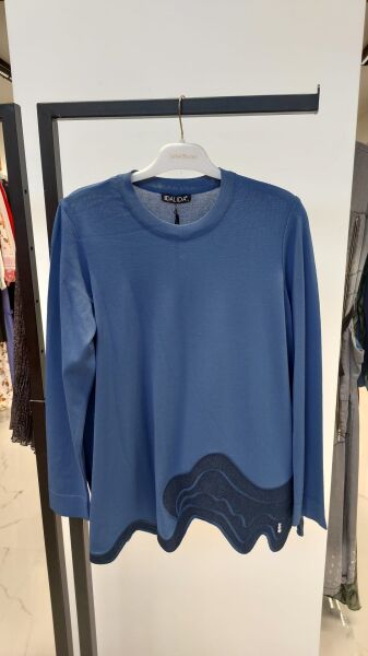 MissDalida Asimetrik Denim Detaylı Triko Tunik T25PF-6020