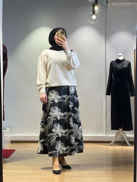 Jamıla Sarah Nakışlı Deri Etek FW25-6004