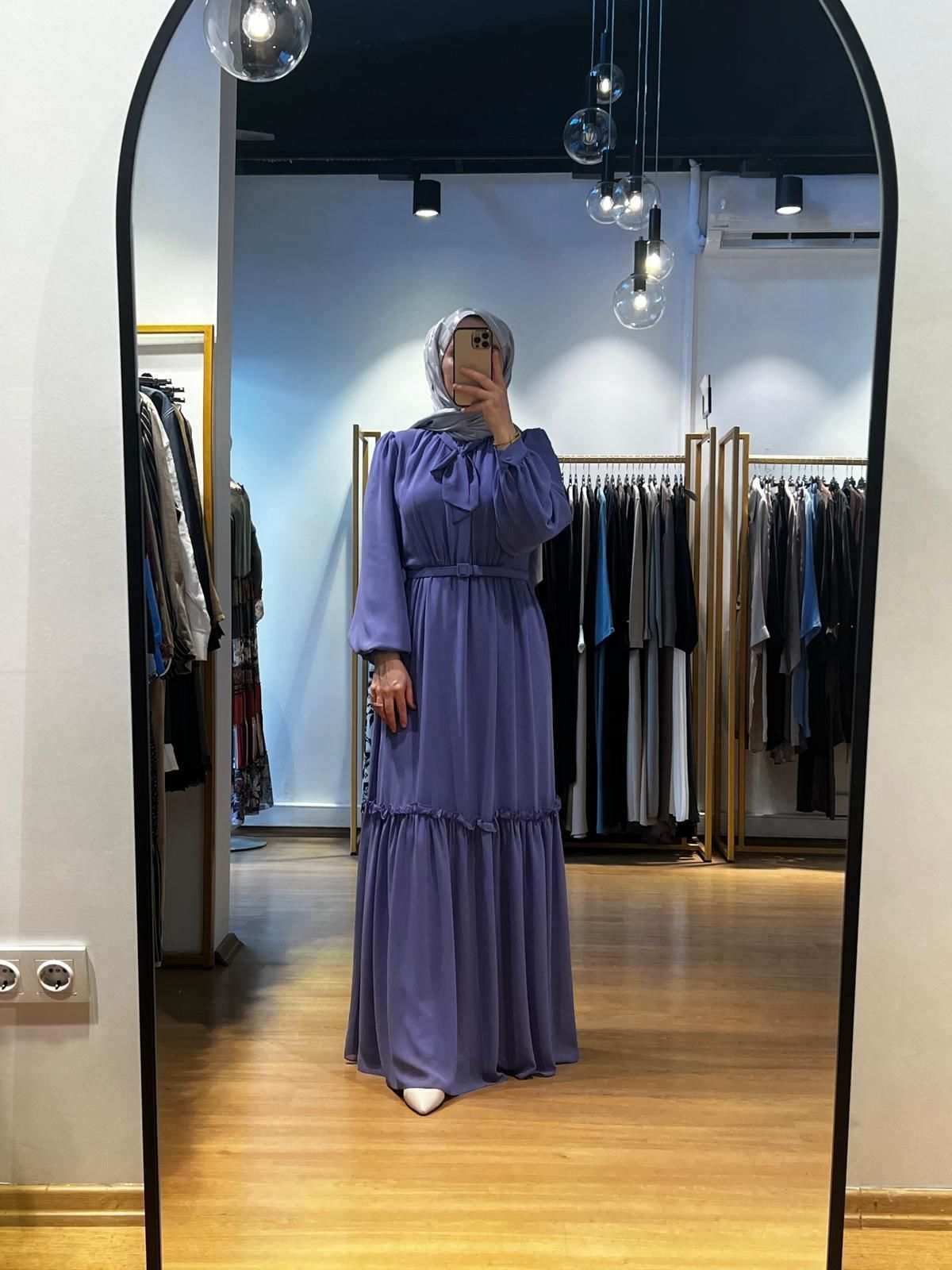 Jamıla Sarah Önü Büzgülü Fırfırlı Bağlamalı Elbise SS24-3025