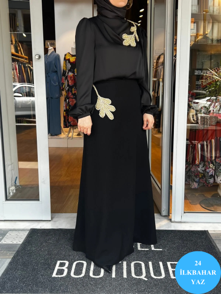 Jamıla Sarah Aplikeli Evaze Etek SS24-6012