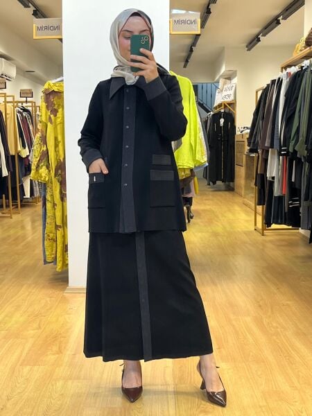 MissDalida Denim Detaylı Triko Ceket T25PF-8205